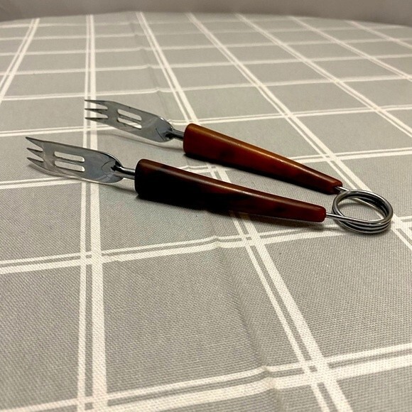 Vtg MCM Barware Ice Tong Chrome Bakelite Handles Marble Design Replacement Bar - Picture 2 of 8